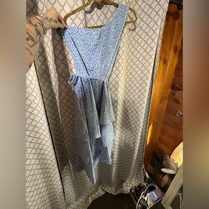 Light Blue Floral one shoulder Dress